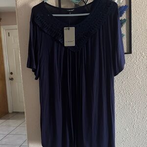 a. Jesdani Deep Blue Blouse with Lace Detail NWT